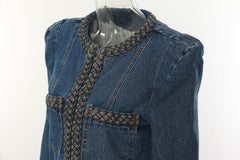 Women Delicate Padded Shoulder Denim Jacket