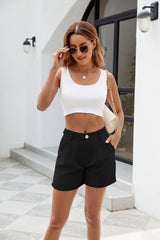 Women Elastic High Waist Ruched Casual Short