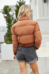 Women Short Cotton High Collar Warm Jacket