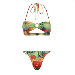 Sexy Colorful Printed Fruit Embellished Briefs Bikini Set