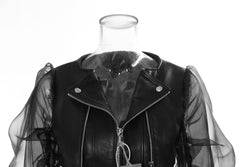 Elegant Mesh Transparent Leather Jacket