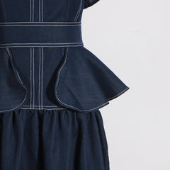 Elegant Denim Ruffled Tube Top Daily Dress