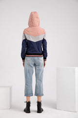 Color Block Casual Patchwork Hooded Jacket