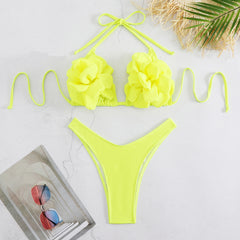 Three Dimensional 3D Floral Low Waist Bikini