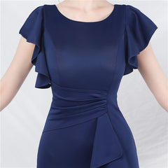 Elegant V-Neck Ruffle Short Sleeve Formal Dress