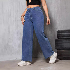 Retro Blue Worn Straight Loose Thin Denim Jeans