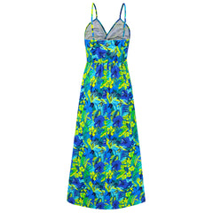 Summer V Neck Brace Printing Elegant A Swing Maxi Dress