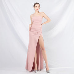 Elegant Boning Corset Vest Split Camisole Evening Dress