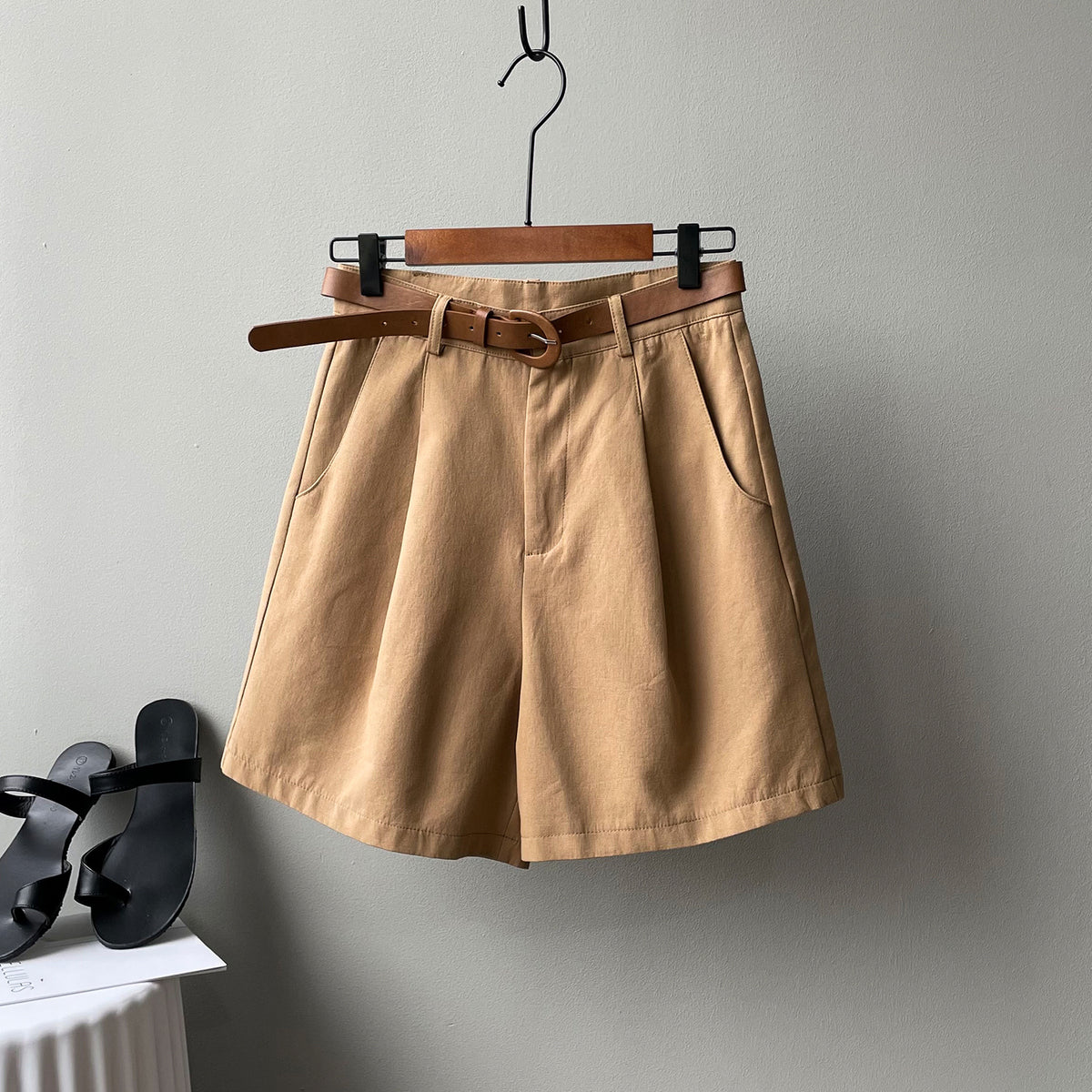 Korean High Waist Loose Straight Wide Leg Casual Shorts