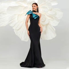 Elegant One Shoulder Cocktail Hairtail Evening Dress