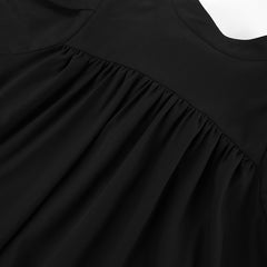 Black Long Puff Sleeve Chiffon DayDress