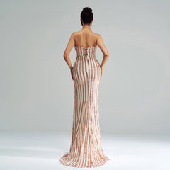 Elegant Sweetheart Sequined Split Sheath Evening Dress