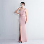 REVCHIC LUXE Elegant One-Shoulder Beaded Fishtail Gown
