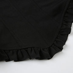 Black Ruffled Stitching Off Neck Tube Top