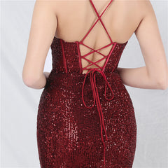 Elegant Boning Corset Beads Sequin Evening Dress