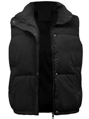 Women Autumn Winter Short Quilted Stand Collar Vest