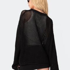 Women Hollow Out Knitted Blouse