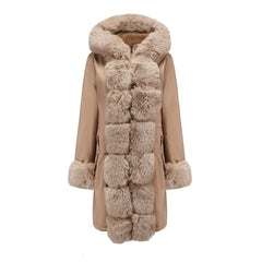 Women Detachable Fur Collar Hooded Warm Cotton Padded Coat