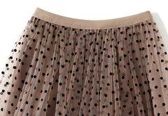 Loose Flocking Polka Dot Tulle Bubble Skirt