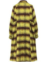 Women Casual Elegant Double Breasted Plaid Woolen Coat