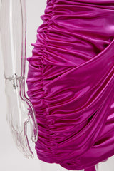 Satin Texture Tube Top Ribbon Pleated Party Dress