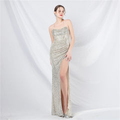 Elegant Boning Corset Beads Sequin Evening Dress