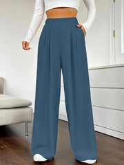 Elegant High Waist Wide Leg Casual Pants