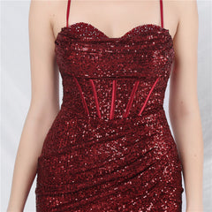 Elegant Boning Corset Beads Sequin Evening Dress