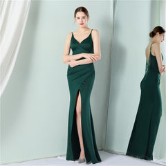 Elegant Satin Sling Slim Fit Fishtail Formal Dress