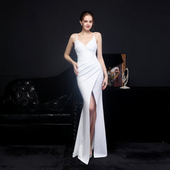 Elegant Satin Sling Slim Fit Fishtail Formal Dress