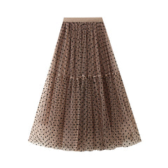 Loose Flocking Polka Dot Tulle Bubble Skirt