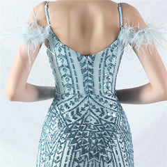 Elegant Floral Sequin High End Evening Dress