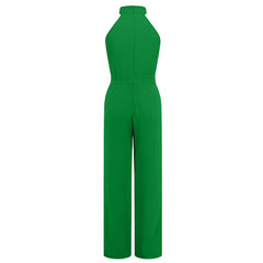 Summer Sexy Sleeveless Stand Up Collar Bowknot Straight Jumpsuit