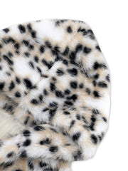 Leopard Print Hooded Fur Long Sleeve Mid Length Warm Coat