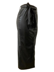 Women Black Faux Leather Slit Slim Skirt