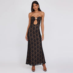 Shell Button Cutout Sexy Tube Top Party Dress