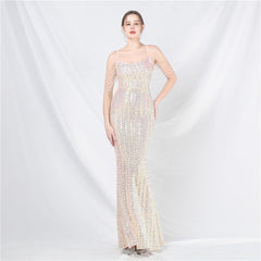 Elegant Beaded Colorful Sequin Long Evening Dress