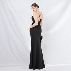 Elegant Boning Corset Vest Split Camisole Evening Dress