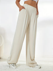 Elegant High Waist Wide Leg Casual Pants