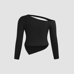 Plus Size Slim Fit Cold Shoulder Long Sleeve Top