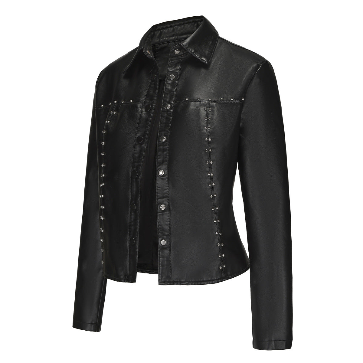 Rivets Thin Leather Jacket