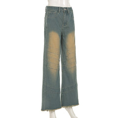 Street Vintage Retro Blue Washed Loose Jeans