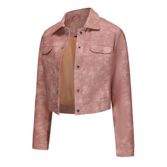 Women Multi Pocket Thin Leather Jacket