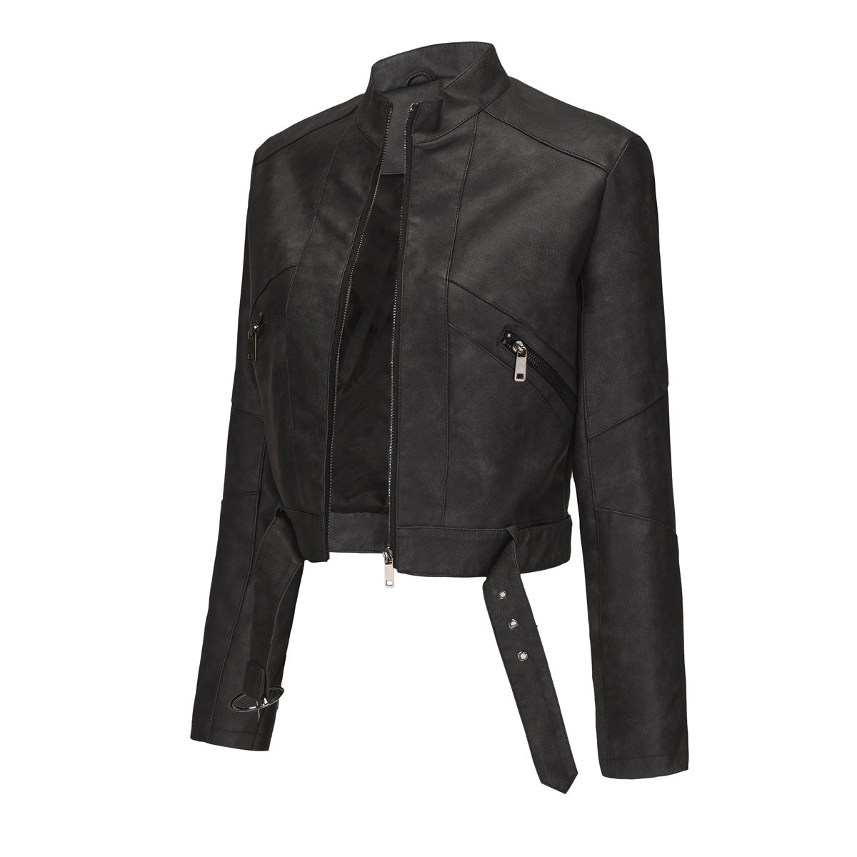 Women Long Sleeve Locomotive Leather Jacket