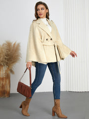 Collared Thin Strap Slim Fit Cloak Robe Woolen Coat