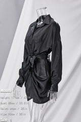 Long Sleeve Black Button Tied DayDress