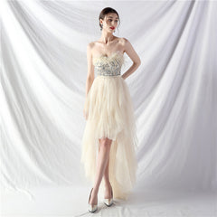 Elegant Feather Floral Sequin Mesh Evening Dress