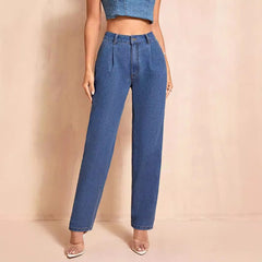 Casual High Waist Straight Leg Denim Jeans