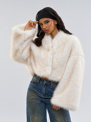 Women Retro Mink like Fur Short Plush Coat