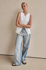 Women Wide Leg Street Washed Polo Jeans